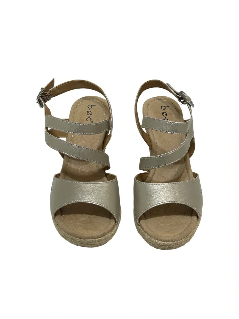 B.O.C .Women’s  Size 8M US Sandals Strappy Synthetic Beige Platform Wedge Z52346